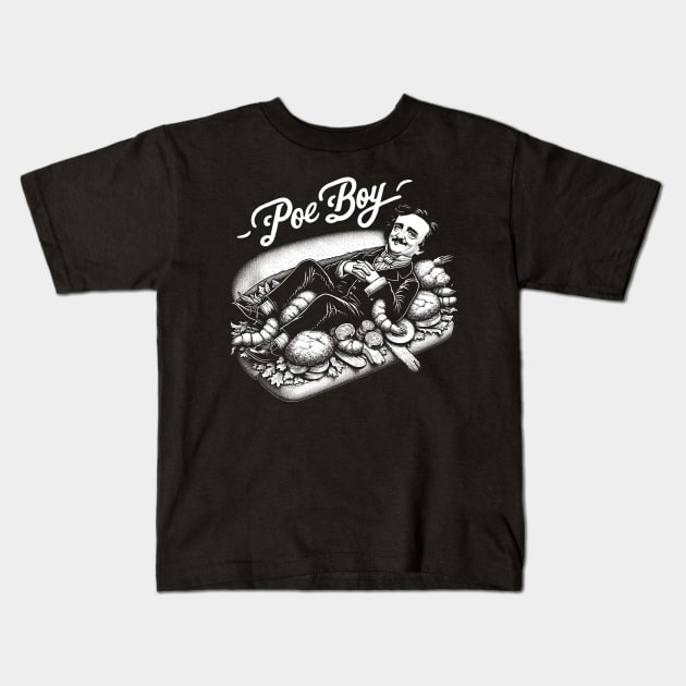 Edgar Allan Poe Funny Poe Boy Sandwich Kids T-Shirt by Poe & Co. Lit